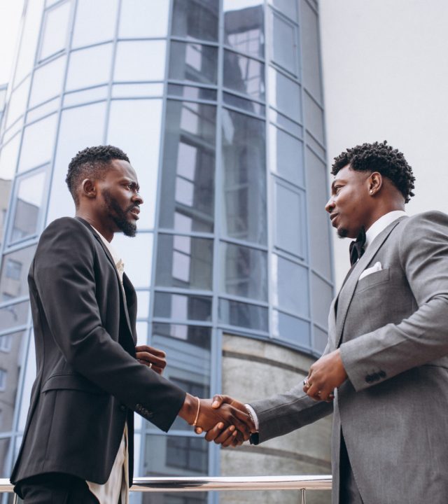 two african business men meeting together